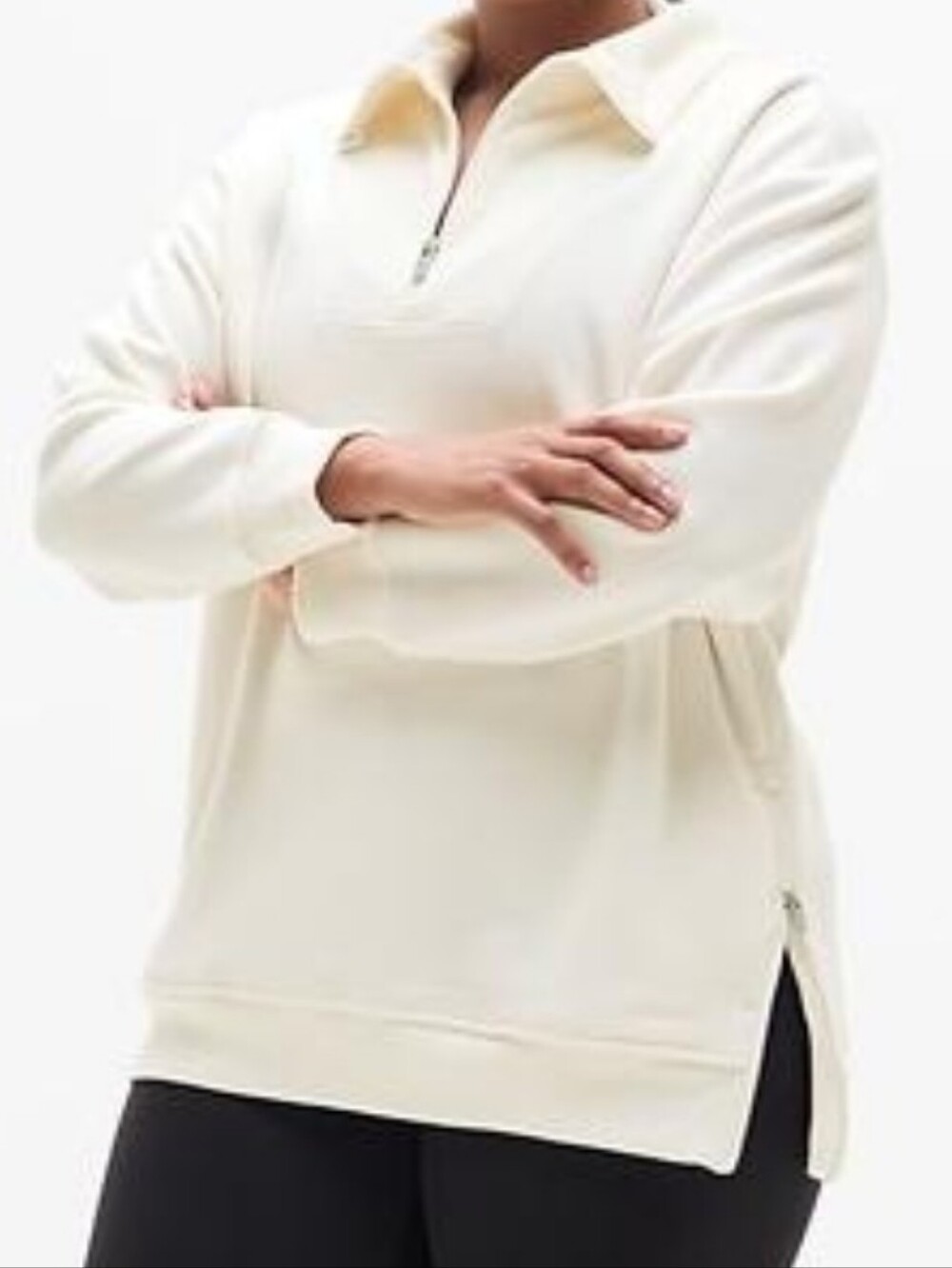 Athleta Cozy Karma 1/2 Zip Sweatshirt Magnolia White XL NWT